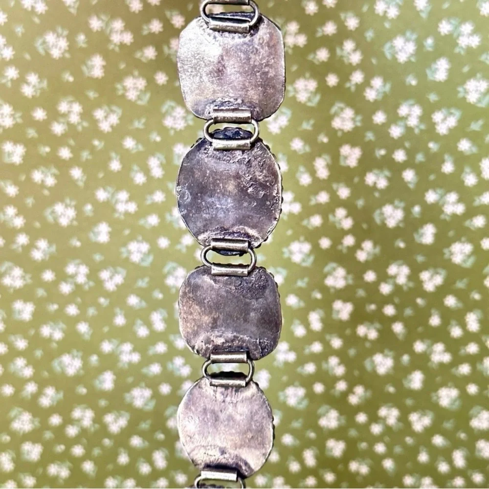 Vintage Silver and Multicolor Stone Bracelet - Picture 4 of 11